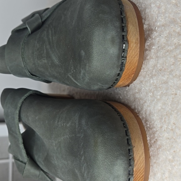 Sanita Clogs Manuella Wooden Oiled Leather Khaki Green Size EU 40 Shoe - Picture 12 of 13